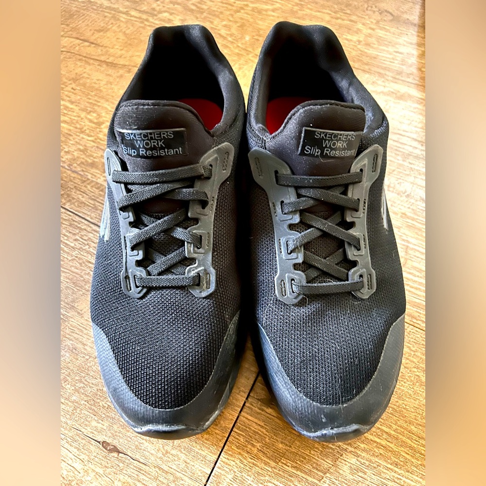 Skechers Work Memory Foam Slip Resistant Black Ladies Walking Shoes 8 Wide Fit M